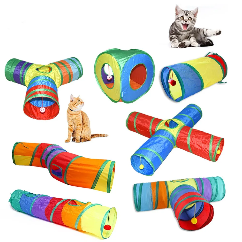 

Pet Kitty Cats Tunnel Foldable Cat Toys Pet Training Interactive Fun Toy Tunnel Bored For Puppy Kitten Rabbit Play Tunnel Tube