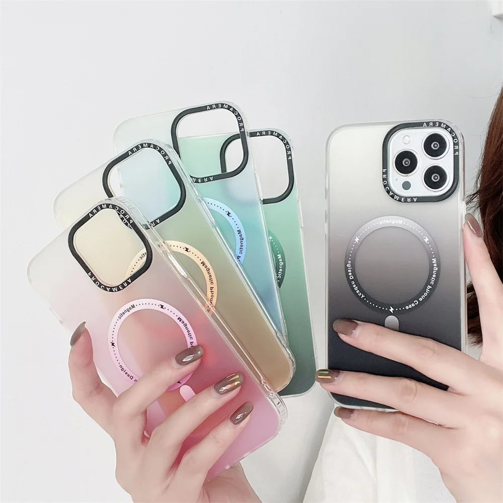 Градиентный цветной чехол для телефона Aurora Magsafe iPhone 11 11Pro 12 Pro Max магнитный с