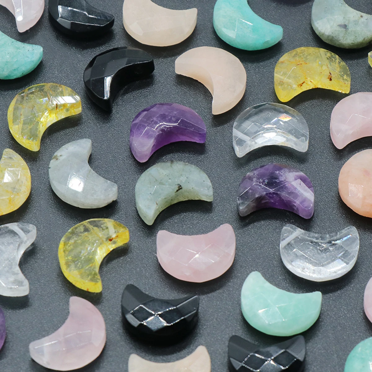 

2pc Natural Stone Beads Cute Moon Shape Citrine Amethysts Punch Bead for Jewelry Making Diy Necklace Bracelet Accessories