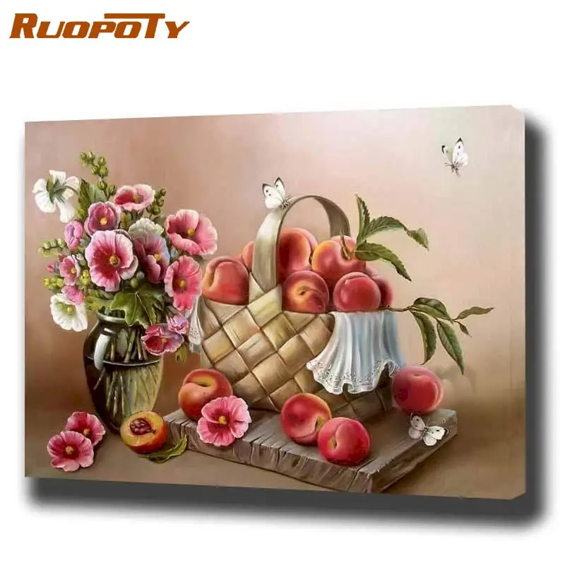 

RUOPOTY 40x50cm Framed Paint By Numbers For Adults Fruit Landscape Painting By Number 40x50cm Frame Home Living Room Wall Art