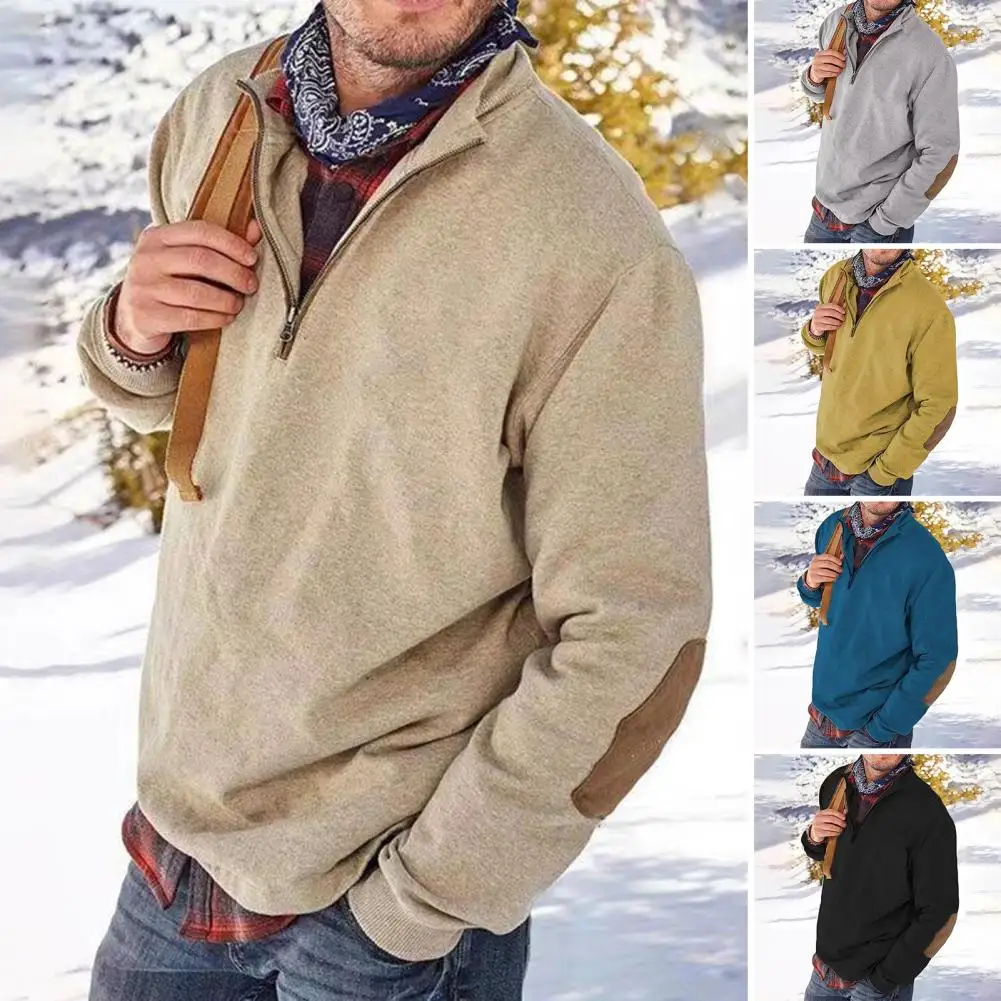 

Men Spring Sweatshirt Stand Collar Men Sweatshirt Long Sleeves Winter Sweatshirt