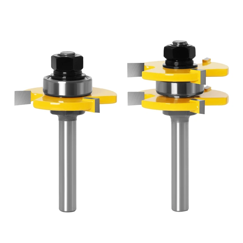 

Best 2 Pc 8Mm Shank High Quality Tongue & Groove Joint Assembly Router Bit Set 3/4 Inch Stock Wood Cutting Tool