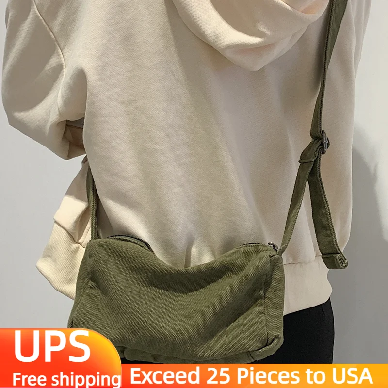 

Mini Shoulder Bag with Zipper Canvas Small Crossbody Bags for Women Fabric Handbags Luxury Designer Vintage New 2022 Casual