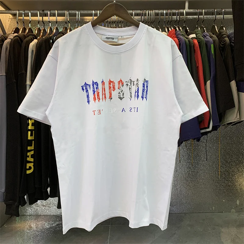 

Новинка 2023, весенне-летняя хлопковая Футболка трапециевидной формы с принтом, повседневные мужские и женские футболки с круглым вырезом и коротким рукавом