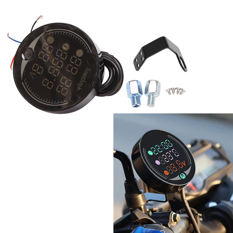

3 In 1 Motorcycle Temperature Meter USB Rechargeable Time Voltmeter LED Night Vision Meter