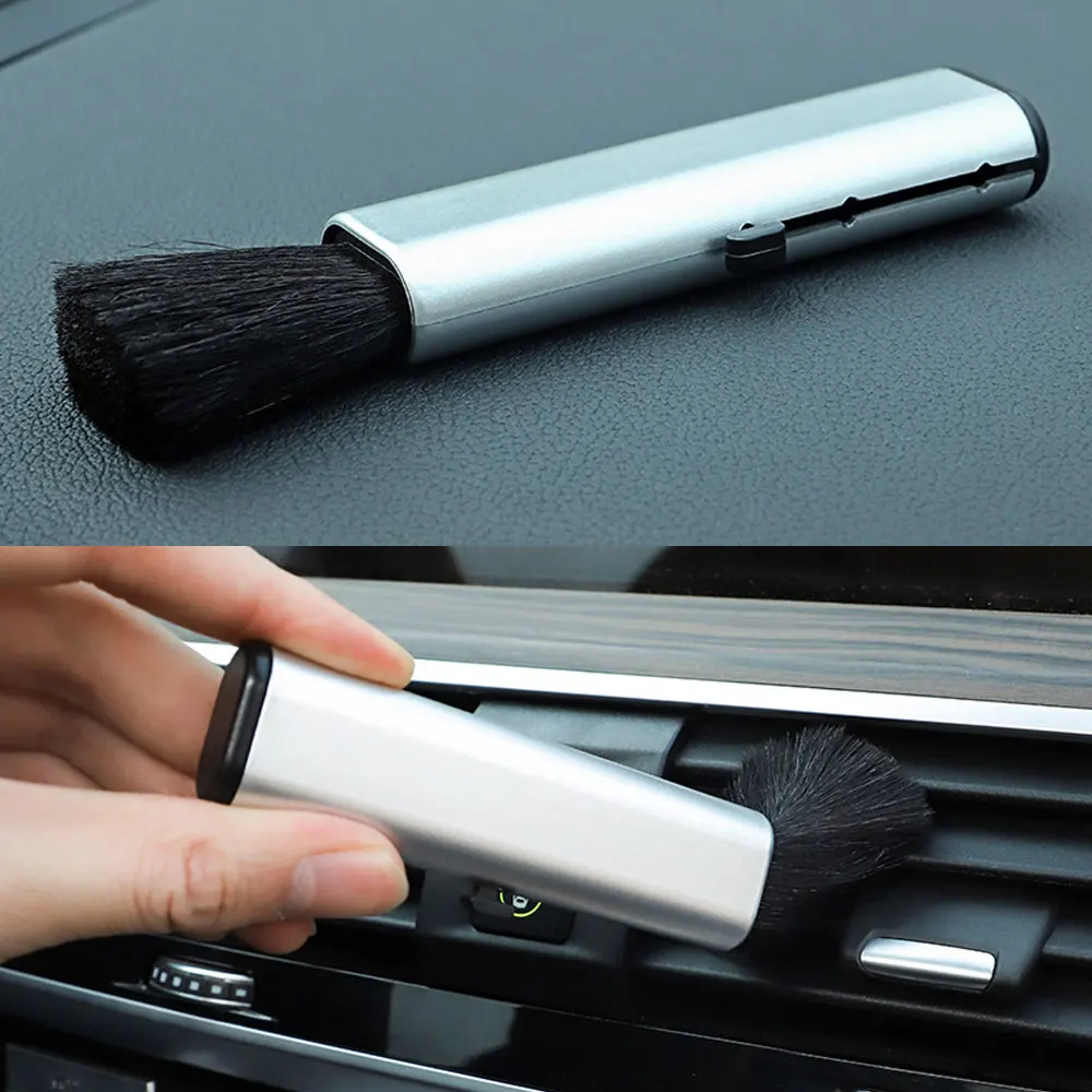 

1PC Car Conditioning Air Outlet Brush Retractable Cleaning Brush Computer Keyboard Cleaning Plastic Small Soft Brush