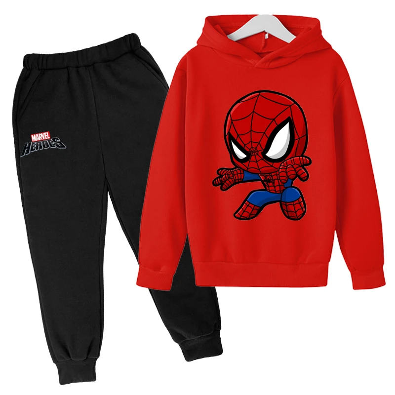 

Tracksuits Kid Hoodies Boy Girl Sweatshirt Clothes Set Super hero Hooded Pants Suit Children Pullover Sportwear