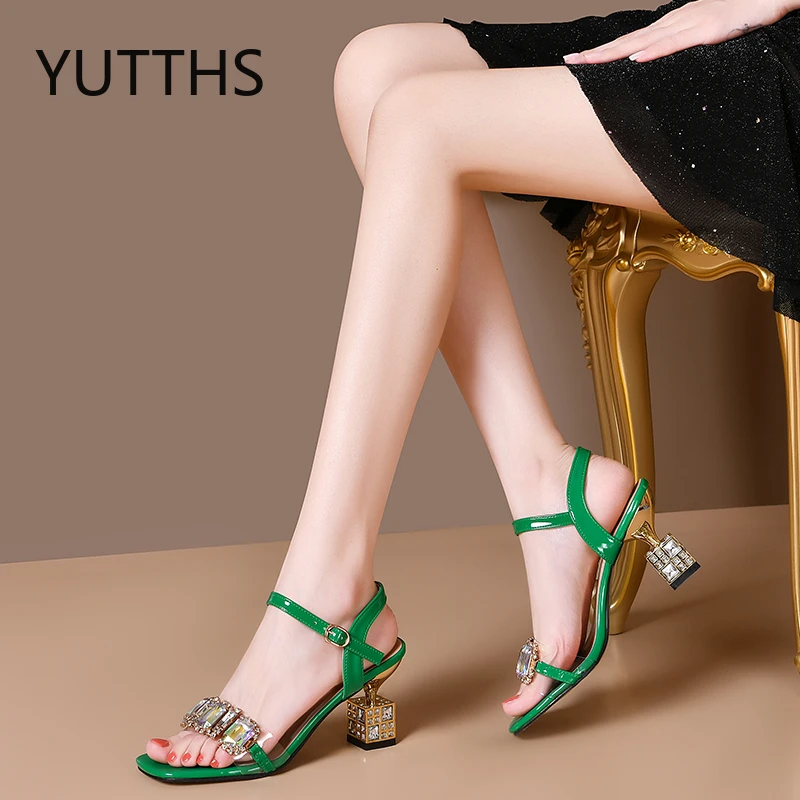 Женские босоножки стразы на высоком каблуке элегантные однотонные туфли с