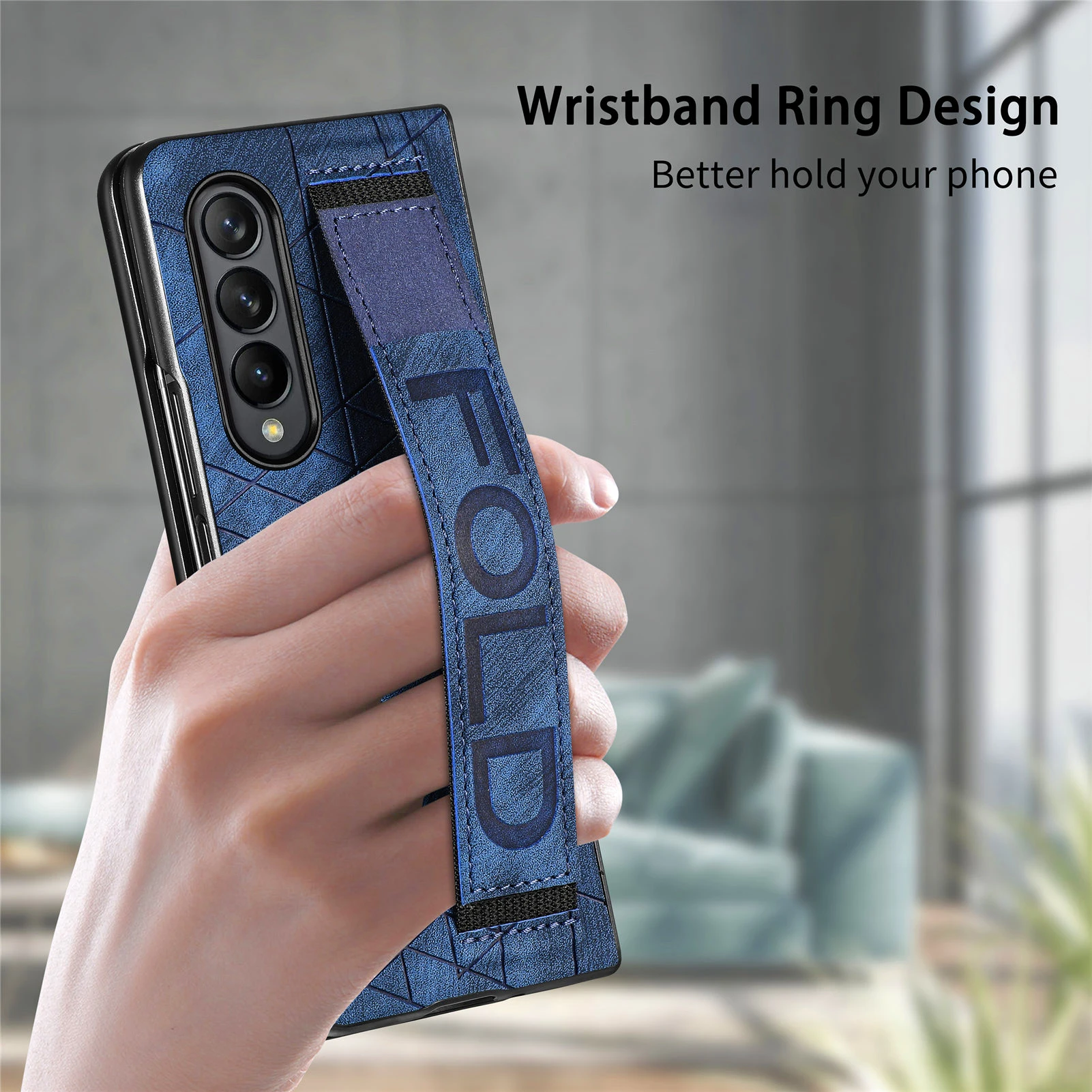 

Anti-Shock Business Leather Wristband Cover Case for Samsung Galaxy Z Fold4 Fold5 5G Fold 5 4 Fold3 Fold 3 Non-Slip Cases