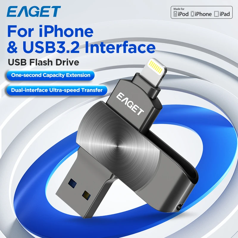 

EAGET IPhoto Stick 1TB For IPhone Flash Drive 512g 256g 128g USB3.2 Flash Drive MFi Certification Memory Stick For IPhone IPad