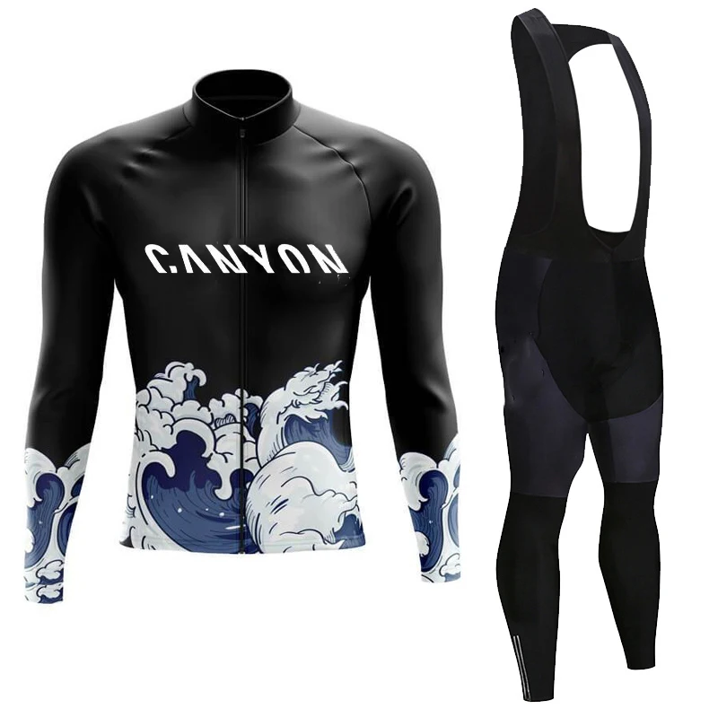 canyon Team Breathable Cycling Clothes Set Long Sleeve Summer Jersey Suit Sportswear Bike MTB Clothing Maílllot Ciclismo Hombre