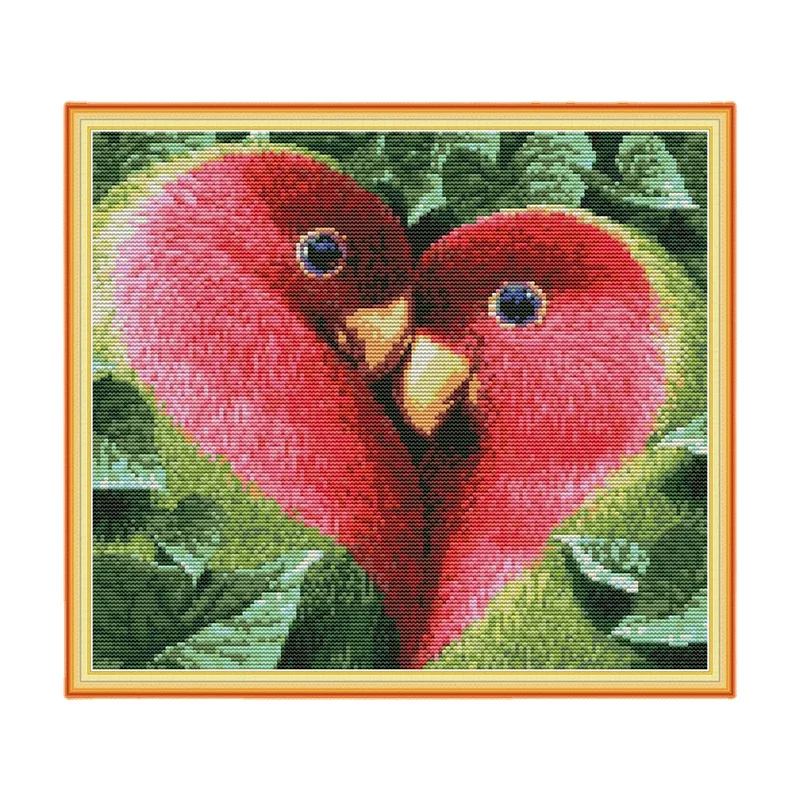 

Love Bird Patterns Printed Cross Stitch Set 11ct DMC Counted Embroidery Kit 14ct DIY Needlework Print on Canvas Aida Fabric Gift
