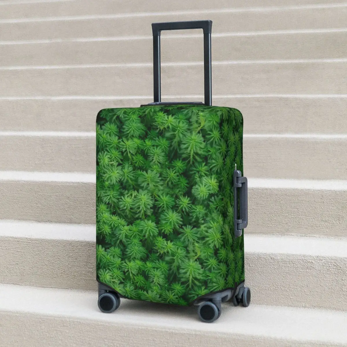 

Green Moss Suitcase Cover Leaves Print Flight Business Useful Luggage Supplies Protector