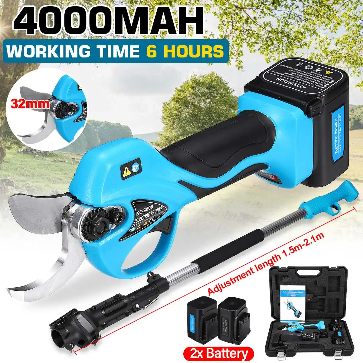 Электрический секатор 16 8 в дополнительный удлинитель для виноградной лозы