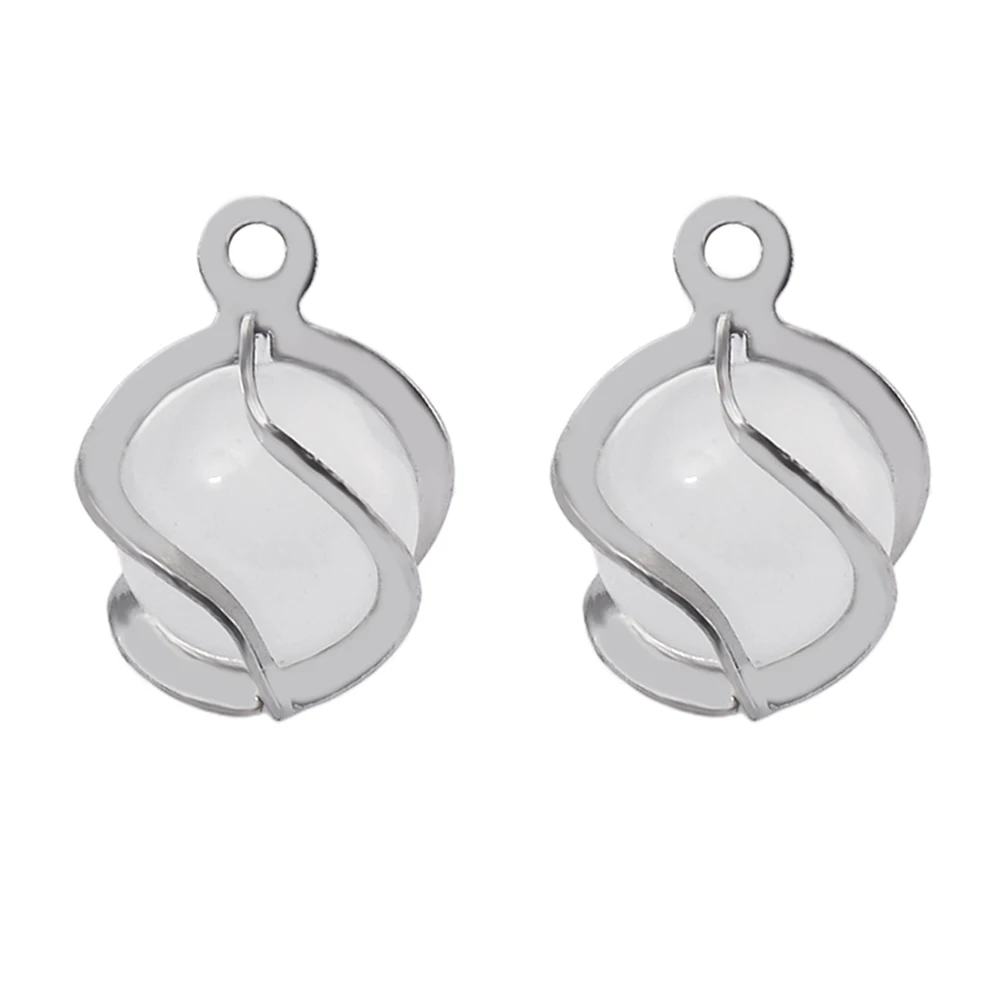 20pcs Stainless Steel Retro Round White Natural Stone Pendant for Women Necklace Earrings Making Supplies Jewelry Materials