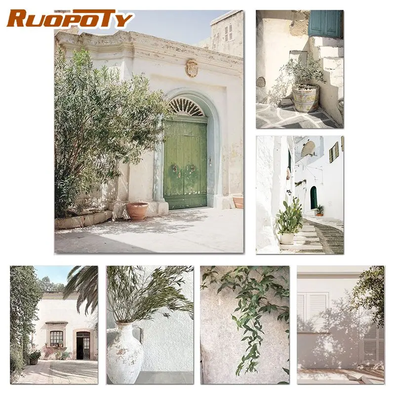 

RUOPOTY 40x50cm Painting By Numbers on Canvas painting with numbers House Scenery DIY Unique Gift Home Decors Artwork