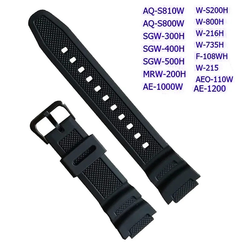 Фото Мягкий спортивный резиновый ремешок для Casio AQ-S810W S800 MRW-200 W735 752H резиновая цепочка для часов Europe 18 мм * 25 мм №2