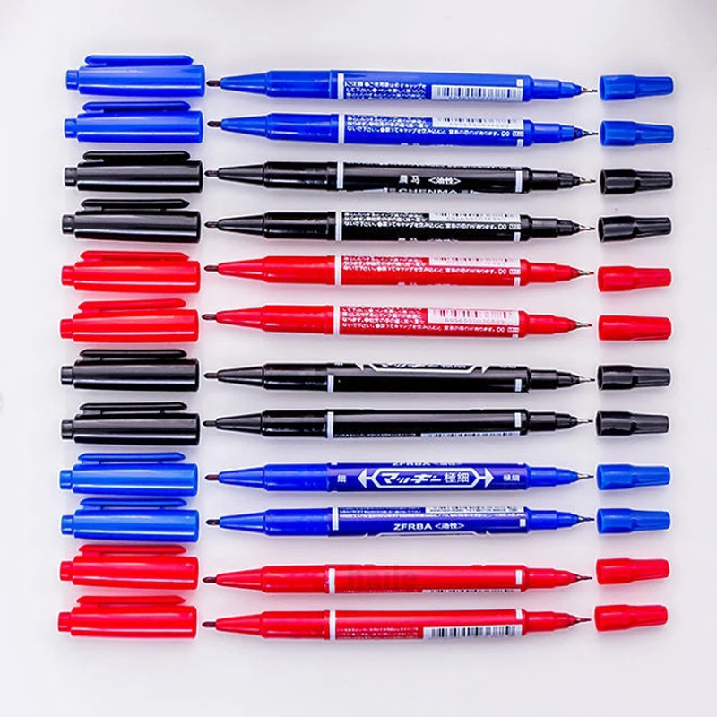 Haile High quality Waterproof permanent Dual Tip Fine 0.5/1.0mm Nib Black/Blue/Red Art Marker Pens Student School Office Suppli images - 6