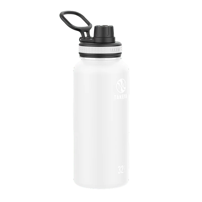 

32 oz White and Double Wall Vacuum Insulated Stainless Steel Water Bottle with Wide Mouth and Flip-Top Lid Air up Botellas ml H