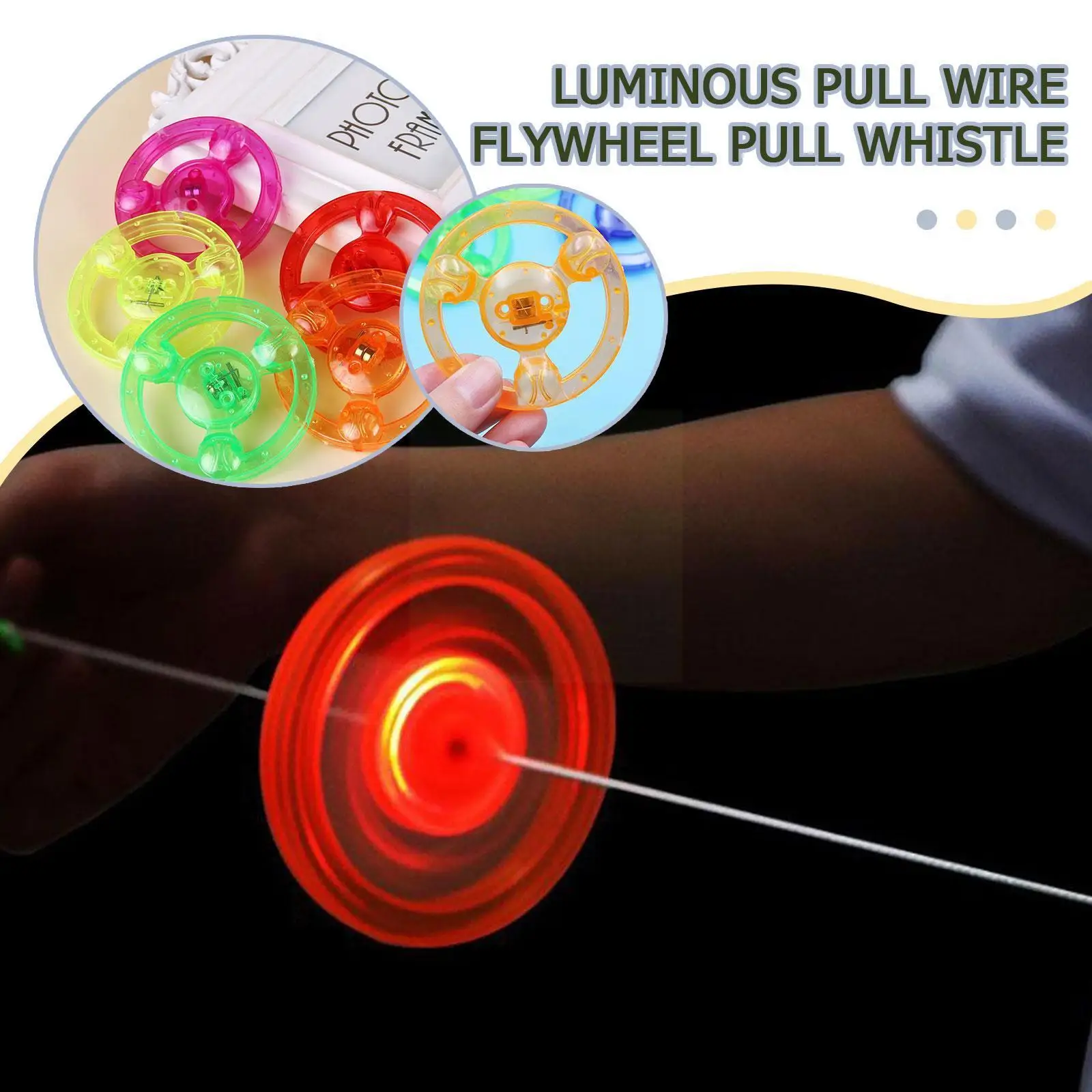 

Luminous Hand Pull Rope Protable Led Light Toys Classic Random Children's Gift Up Novelty Birthday Flywheel Color A5p8