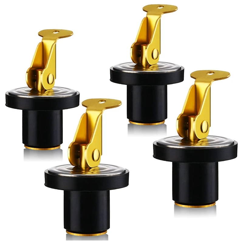 

4 Pcs Baitwell Plug 5/8 Inch Boat Plug Brass Boat Live Well Plug Snap Lock Boat Drain Plug for Boat Yacht Kayak Marine