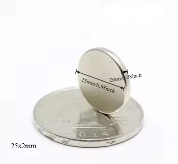 Фото Мощный неодимовый круглый магнит N52 25x2, 25x3, 25x5 для поиска, холодильников, генераторов, электродвигателей, на заказ №4