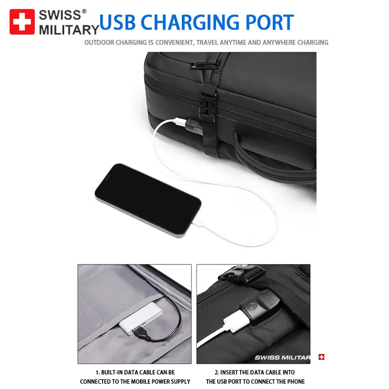 Черный мужской рюкзак из натуральной кожи с USB-разъемом