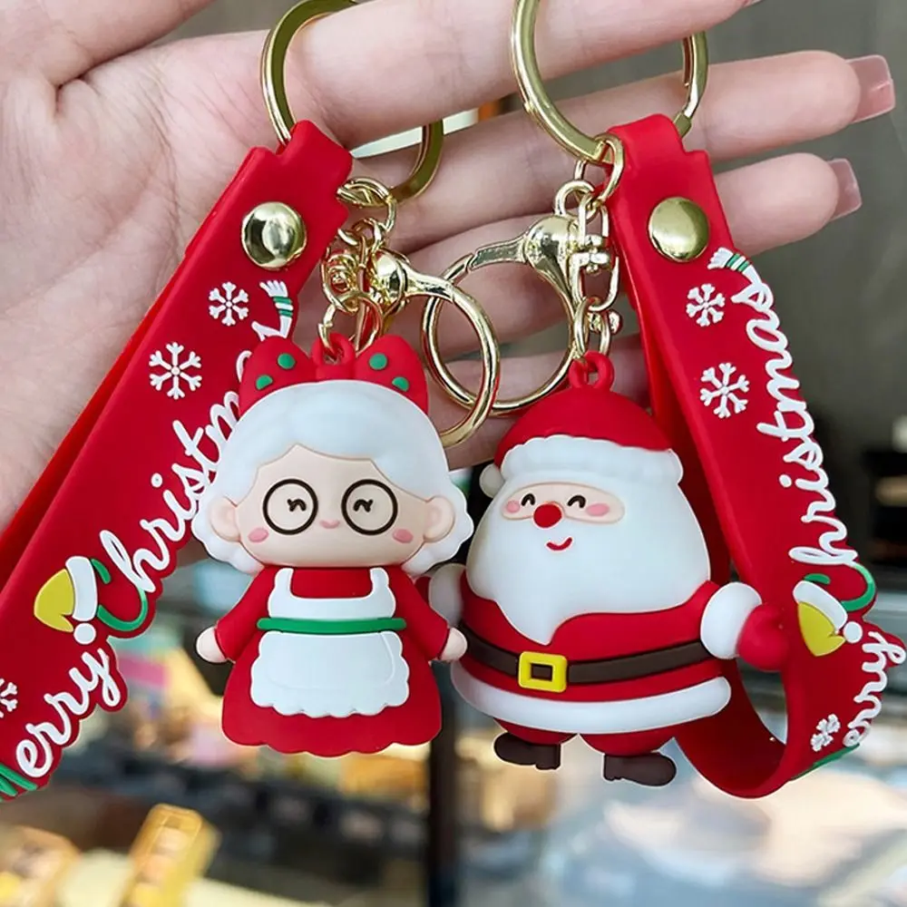

Santa Claus Keychain Soft Cartoon Bag Pendant Key Chain Children Cute Christmas Elk Snowman Doll Car KeyRing Decorations