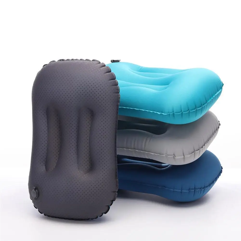 Portable Ultralight Inflatable PVC Nylon Air Pillows Car Travel Rest Sleep Camp Plane Gears Hiking Head Camping Cushion Bea V9T4