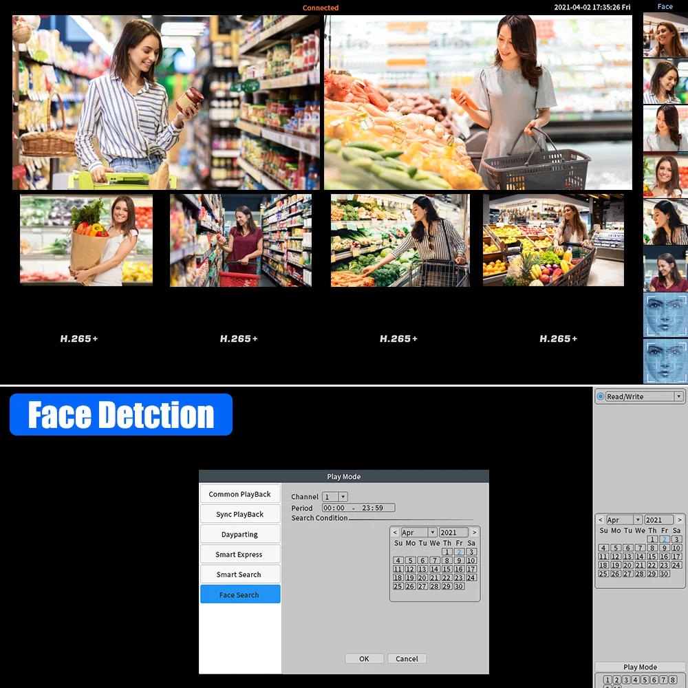 Цифровой видеорегистратор с функцией распознавания лица 48 В POE NVR 16 каналов 4K 8 Мп 5