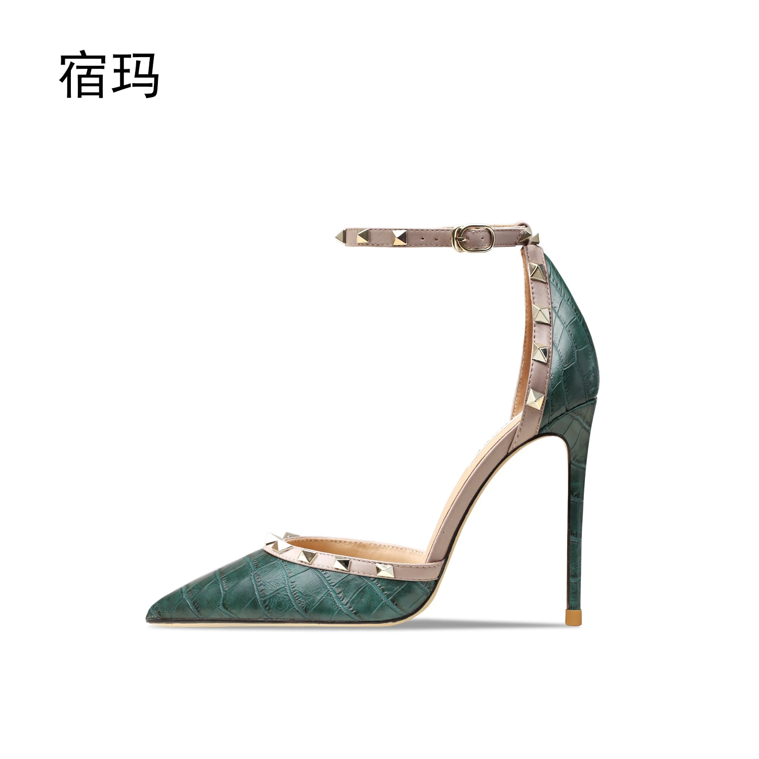 2023 New Brand Pumps Shoes For Women High Heels Rivets Summer Sandals Gladiator Sexy Ankle Strap Fashion Party Wedding Shoes 8cm