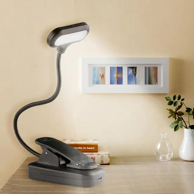 LED Clip Table Lamp Stepless Dimmable Wireless Desk Lamp Touch USB Rechargeable Reading Light LED Night Light Laptop Lamp 6
