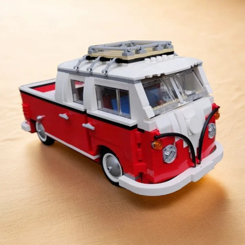 Фото 1048 деталей MOC VW T1 Doka: Альтернативная креативная модель для продвинутой сборки, конструктор, техническая модель, игрушка для создания сцен из серии «Замок и приключения», подарок №1