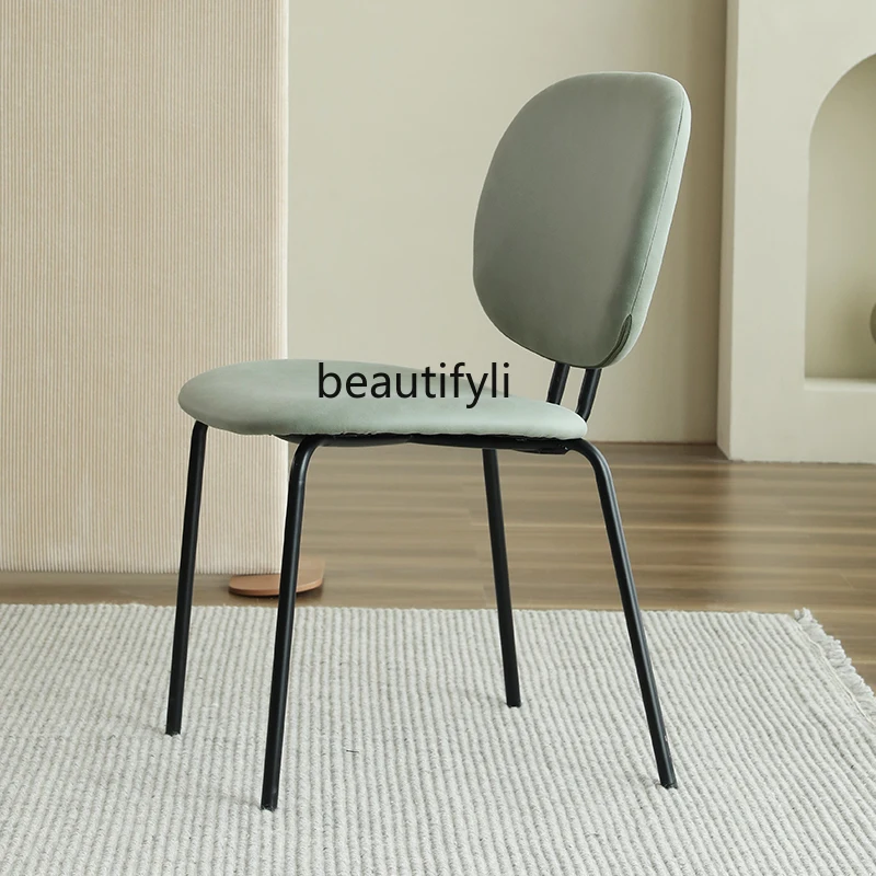 

zqNordic Faux Leather Dining Chair Simple Dining Table Iron Armchair Light Luxury Chair