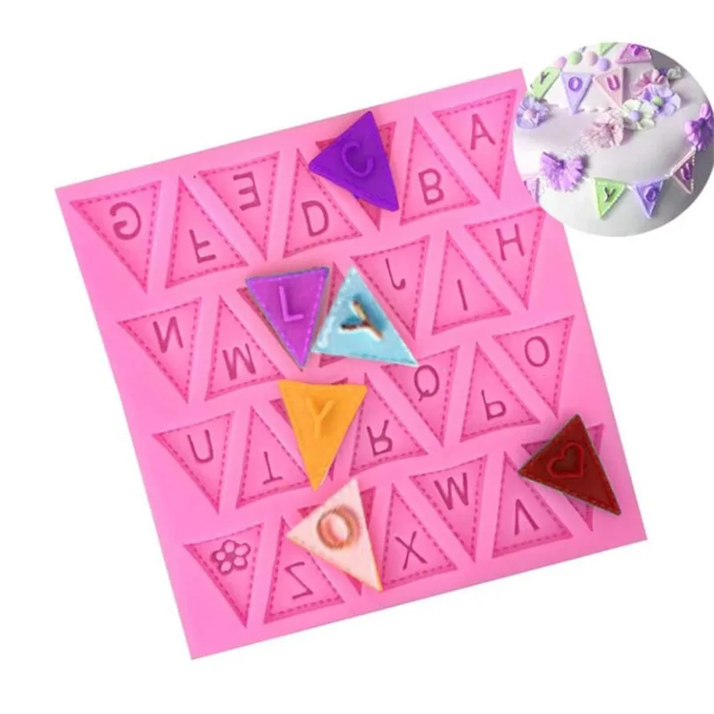 

Triangle Letter Flag Lace Silicone Cake Mold Decorating Baking Pastry Turn Sugar Fudge Chocolate Mould For Kitchen Cooking Tools