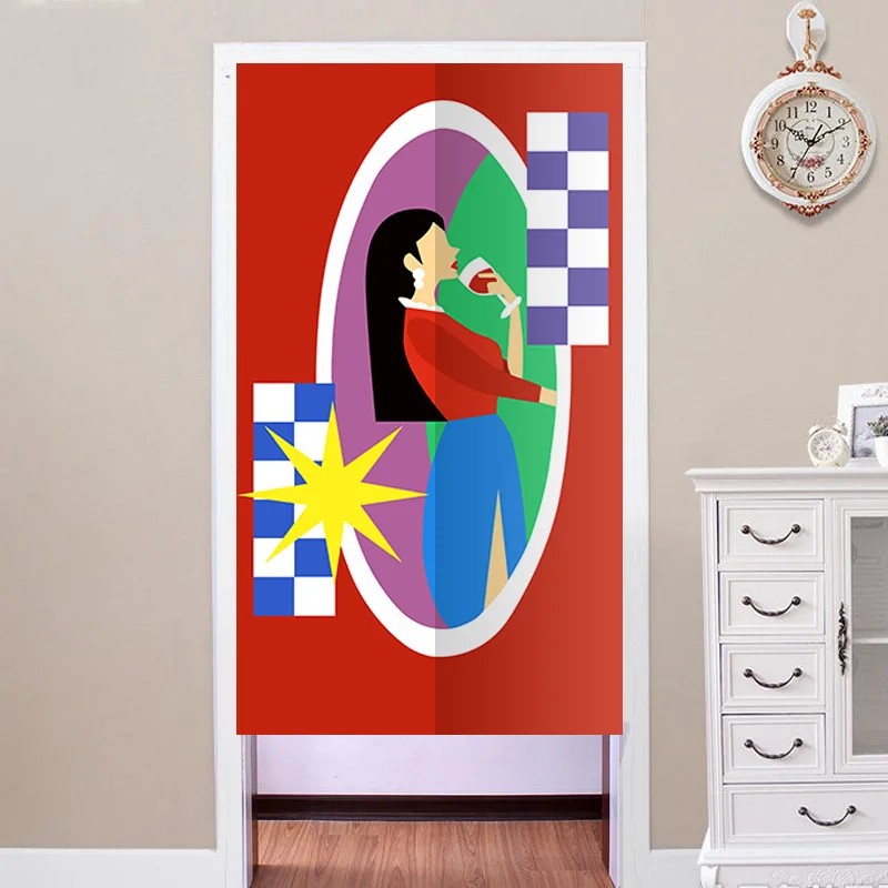 

Personality Mosaic Style Door Curtain Partition Curtain Study Bedroom Privacy Room Decoration Hanging Curtain