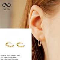 bipin classic stainless steel earrings 8mm female gold ring earrings for jewelry gift