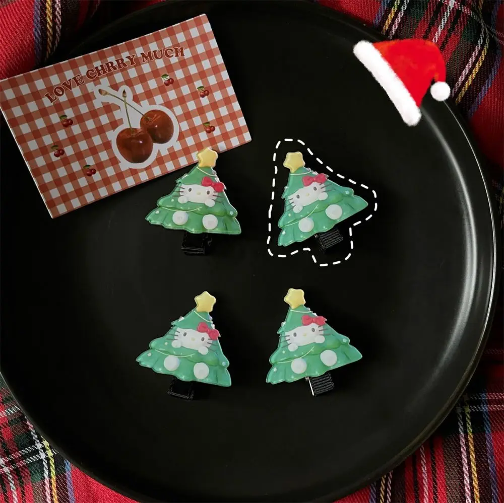 

Cute Christmas Hello Kitty Hair Clip Anime KT Sanrio Kawaii Cartoon Clip Barrettes Kids Side Hairpins Accessories Girl Gifts