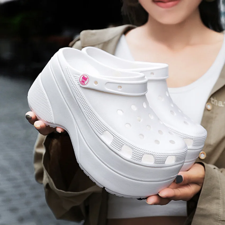 

Сандалии на платформе 10 см с увеличенной высотой, летние женские сандалии из ЭВА для сада, женские уличные Нескользящие пляжные тапочки, Пов...