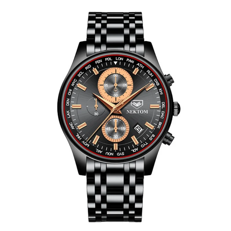 

Модные кварцевые наручные часы роскошного бренда из нержавеющей стали многофункциональные 3D трехмерные светящиеся водонепроницаемые кварцевые часы
