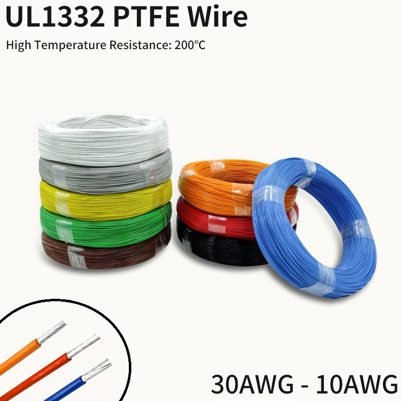 

Медный провод PTFE 2 м/10 м AWG 30/28/26/24/22/20/18/16/14/13/12