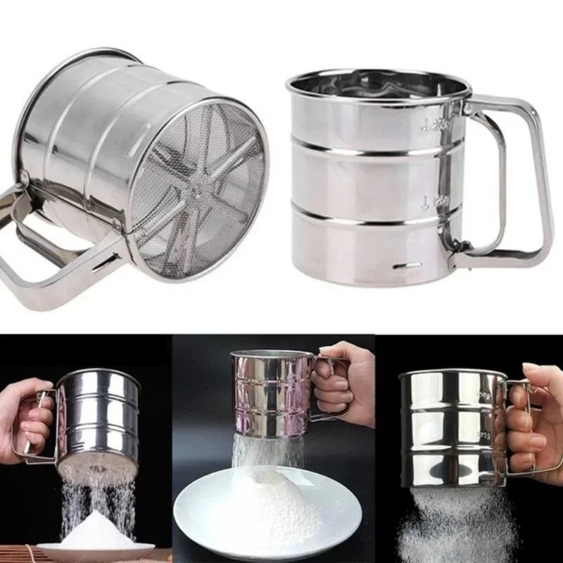 

2023 New Hand-held Small Flour Sieve Baking Utensils Stainless Steel Hand-held Flour Sieve Cup Stainless Steel Powder Sieve
