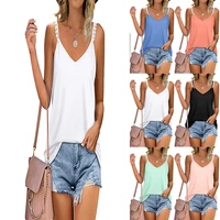 2022 summer new european and american fashion womens lace v neck suspenders loose casual t shirt
