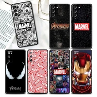 marvel phone case for samsung s22 s7 s8 s9 s10e s21 s20 fe plus ultra 5g soft silicone case cover cute anime marvel logo