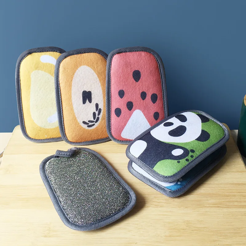 

Household Double-sided Cleaning Brush Dishwashing Cloth Non-stick Oil Bowl Pot Brush Scouring Pad Rags Kitchen Cleaning Tools
