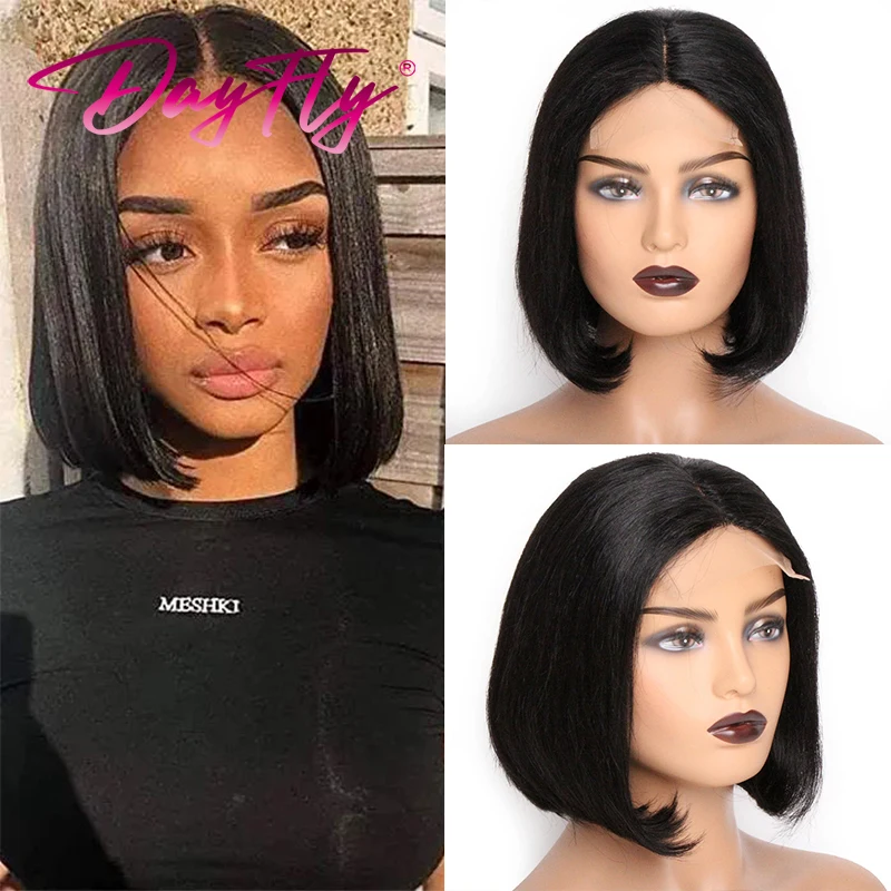 

Короткий прямой парик Боб, парик из человеческих волос 4x1 T, Короткие парики боб на сетке для черных женщин, бразильский парик на сетке с пред...