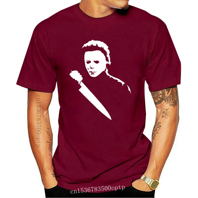 

Camiseta de la фильм ужасов для мужчин, camisa Solid Lida de la фильм ужасов, Хэллоуин, Майкл Майерс, маскаа и готео