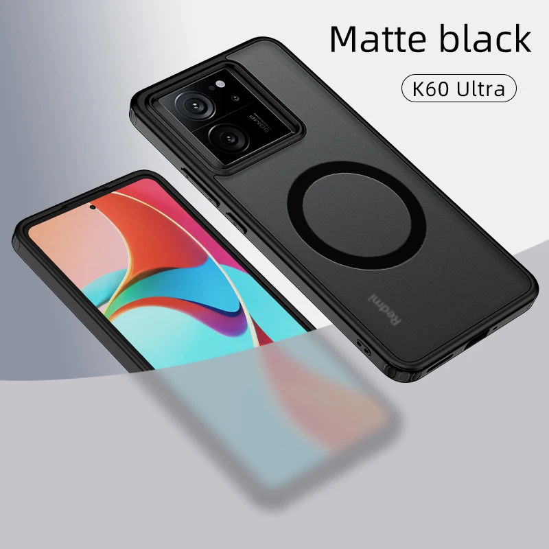 Для Redmi K60 Ultra чехол Магнитный кристально чистый Жесткий ПК + ТПУ для Magsafe задняя