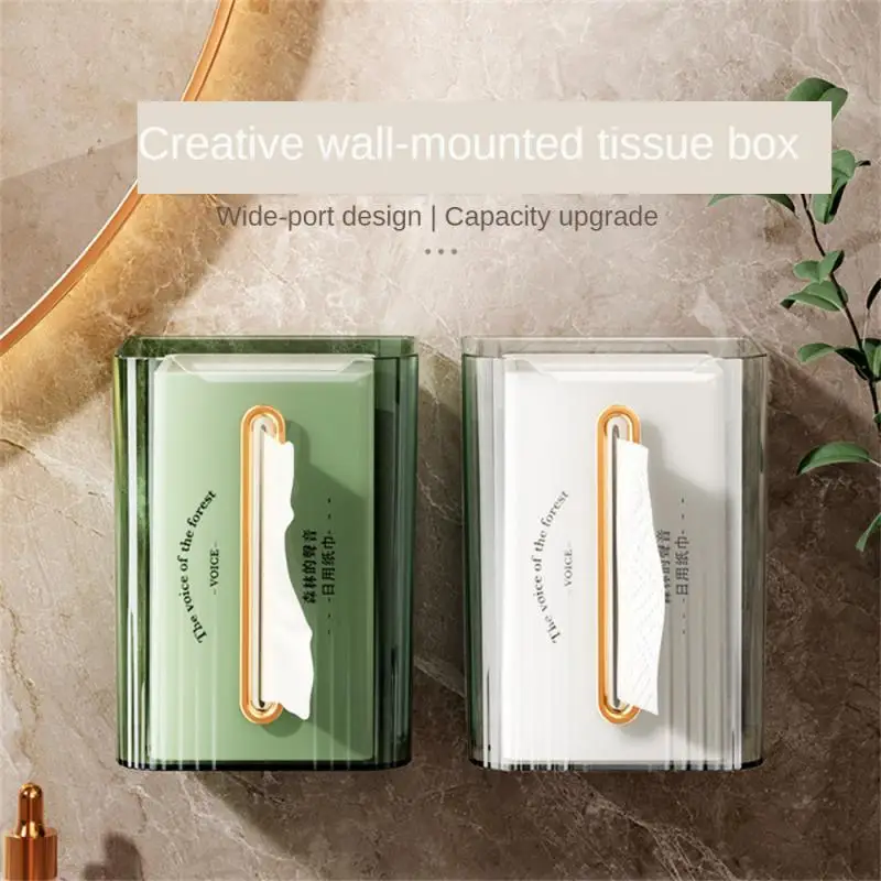 

Wall-mounted Tissue Box Light Luxury Transparent Kitchen Inverted Tissue Box Punch-free Living Room Bathroom Towel Storage