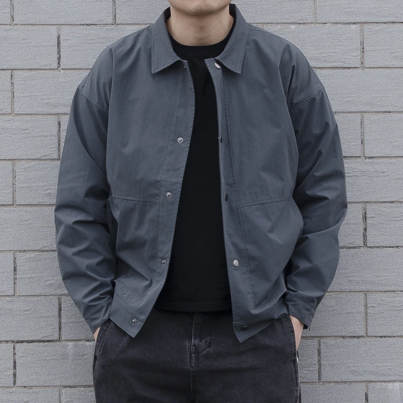 

Korean Men Coat Jacket Casual Thin Tunic Spring Autumn Outwear With Pocket Slim Fit Blazer 2022 New High Quailty Men Clothes